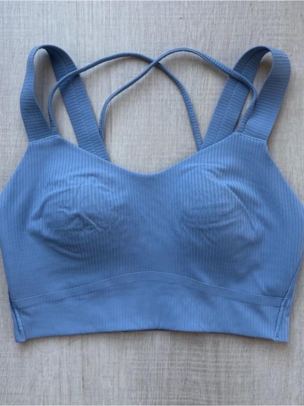 Lululemon athletica Ribbed Crossback Sports Bra in Light Blue